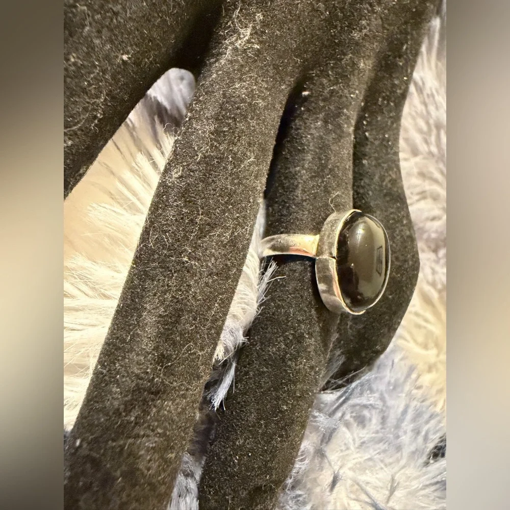 Sterling Silver Black Moon Stone Ring
